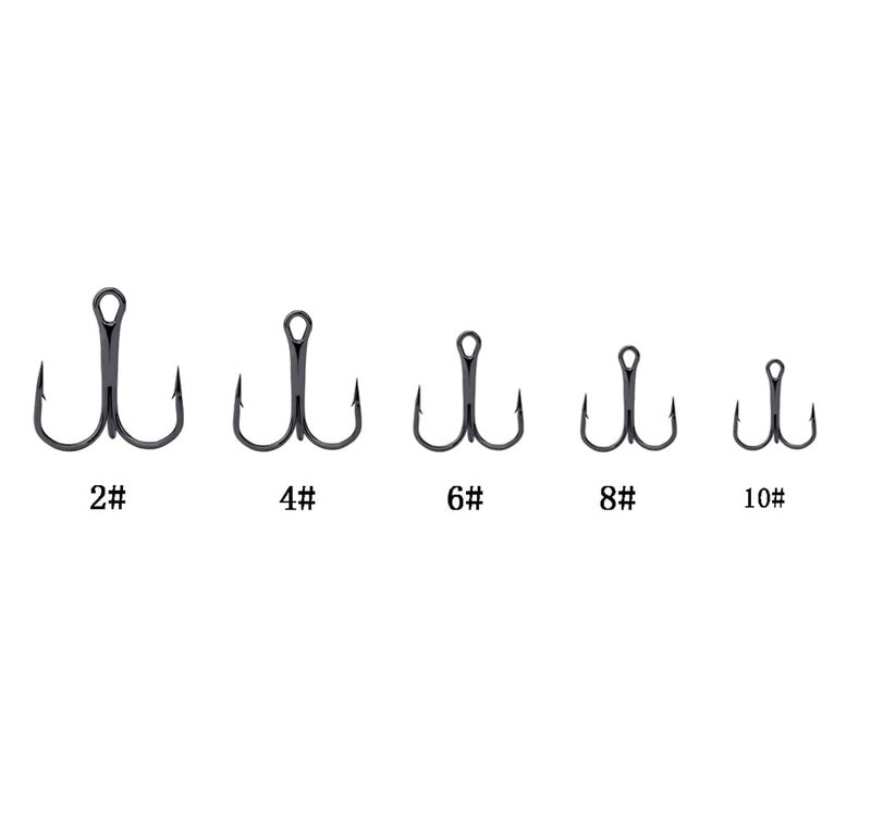 AMHDV 100pcs Treble Hooks Barbed Sharp Treble Hook for Freshwater and Saltwater (Black, 8# 100pcs) - Image 3